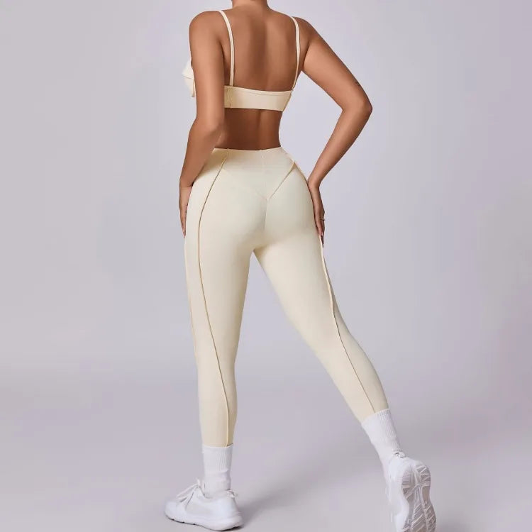 Women’s Seamless Yoga Set – High-Waist Leggings & Backless Sports Bra