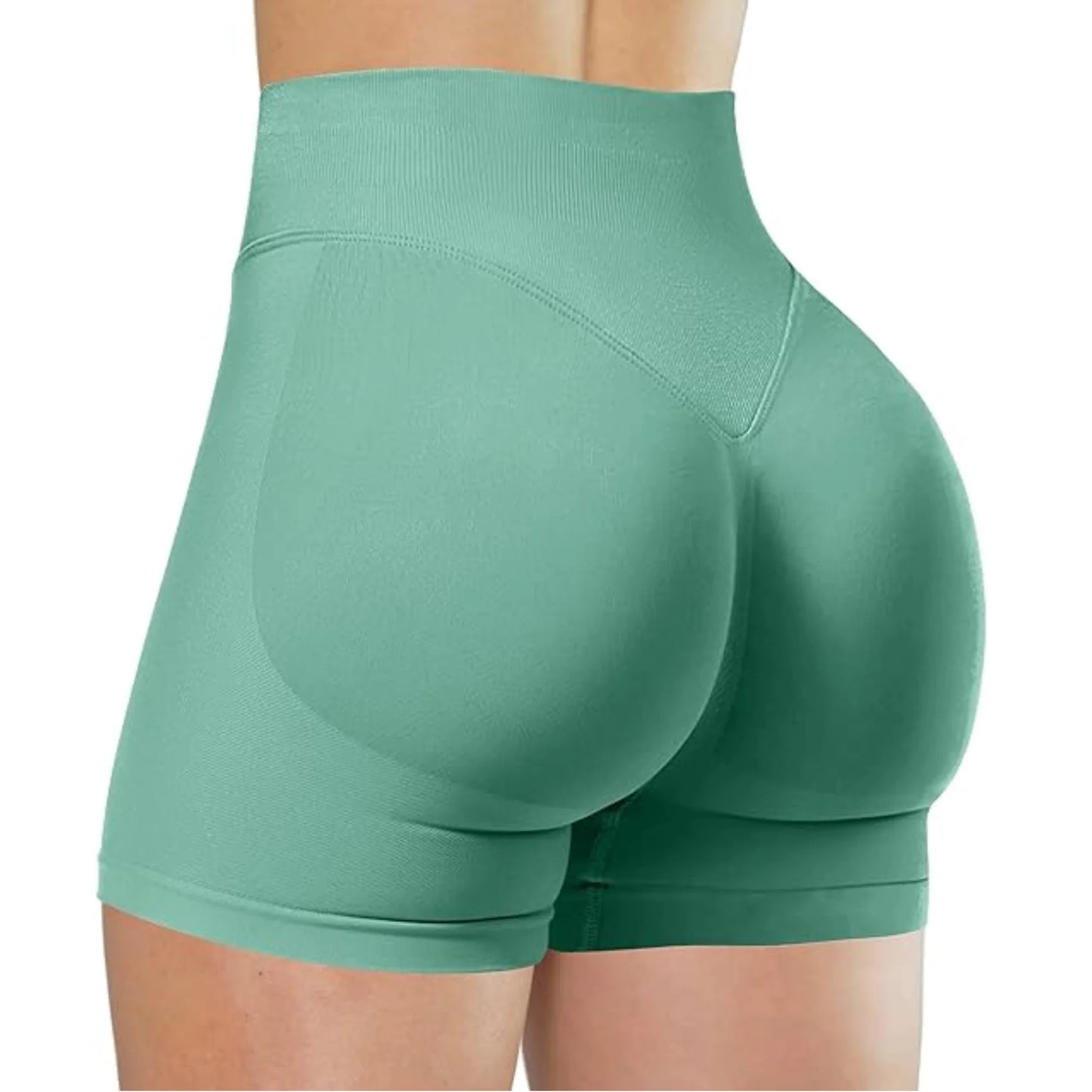 High-Waist Yoga Shorts – Solid Color Fitness & Running Leggings