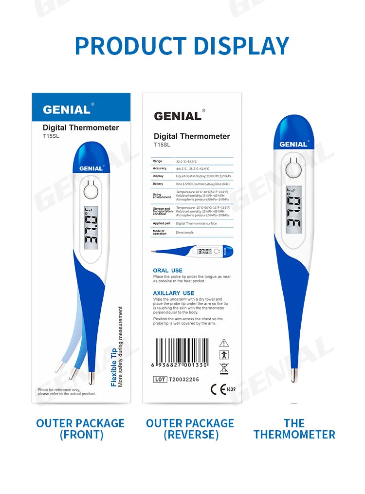 Digital Oral Thermometer – Fast 15s Reading for Adults & Fever Check