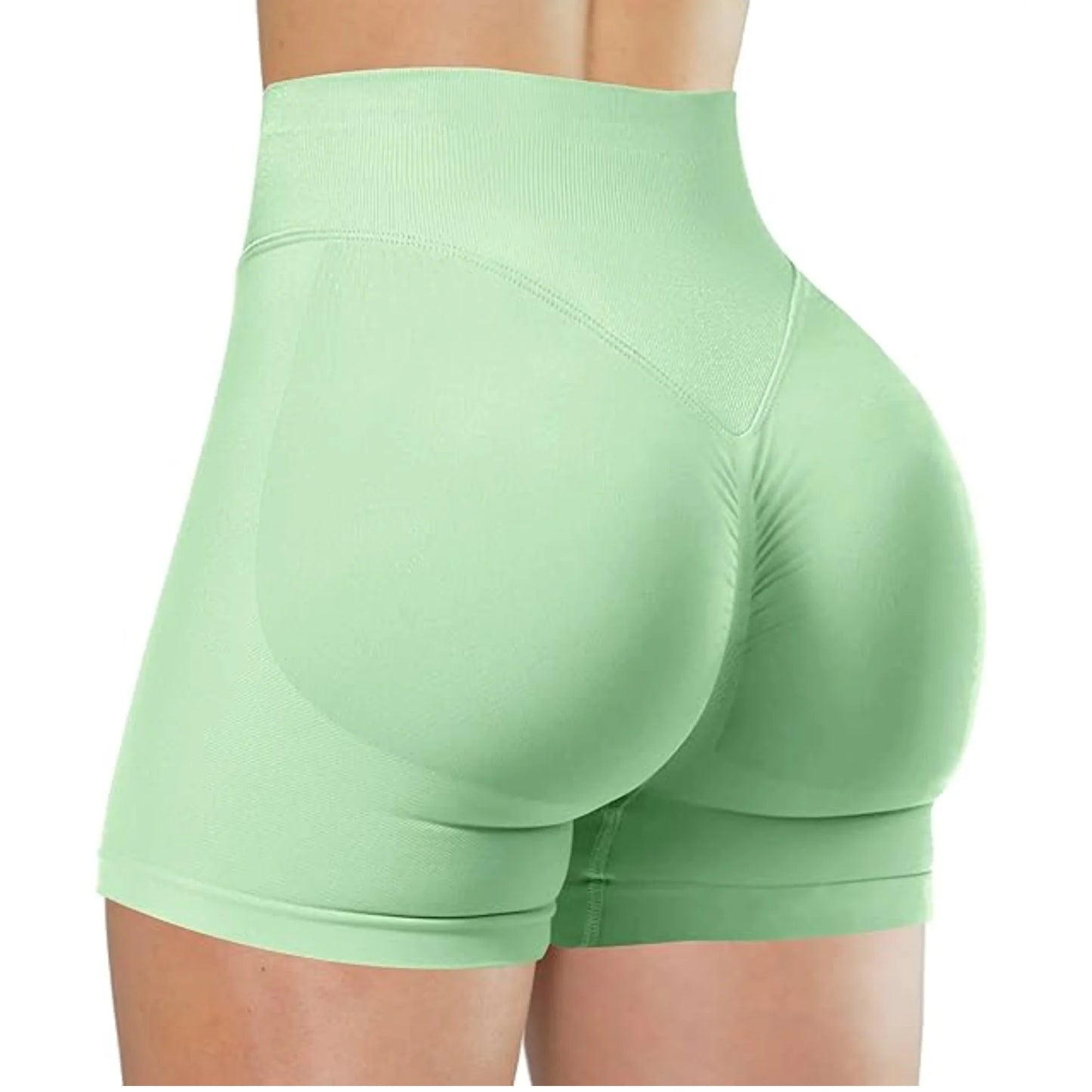 High-Waist Yoga Shorts – Solid Color Fitness & Running Leggings