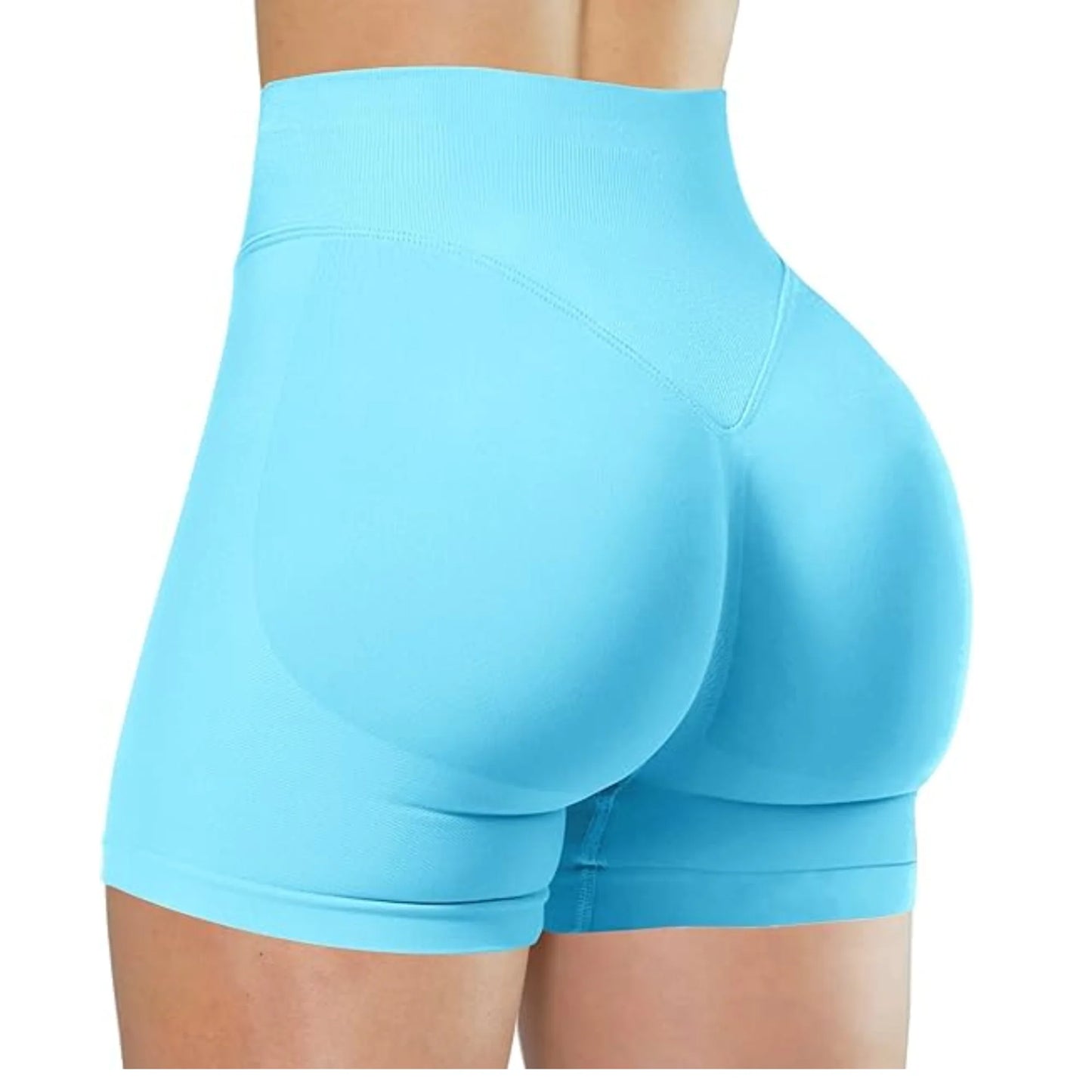 High-Waist Yoga Shorts – Solid Color Fitness & Running Leggings
