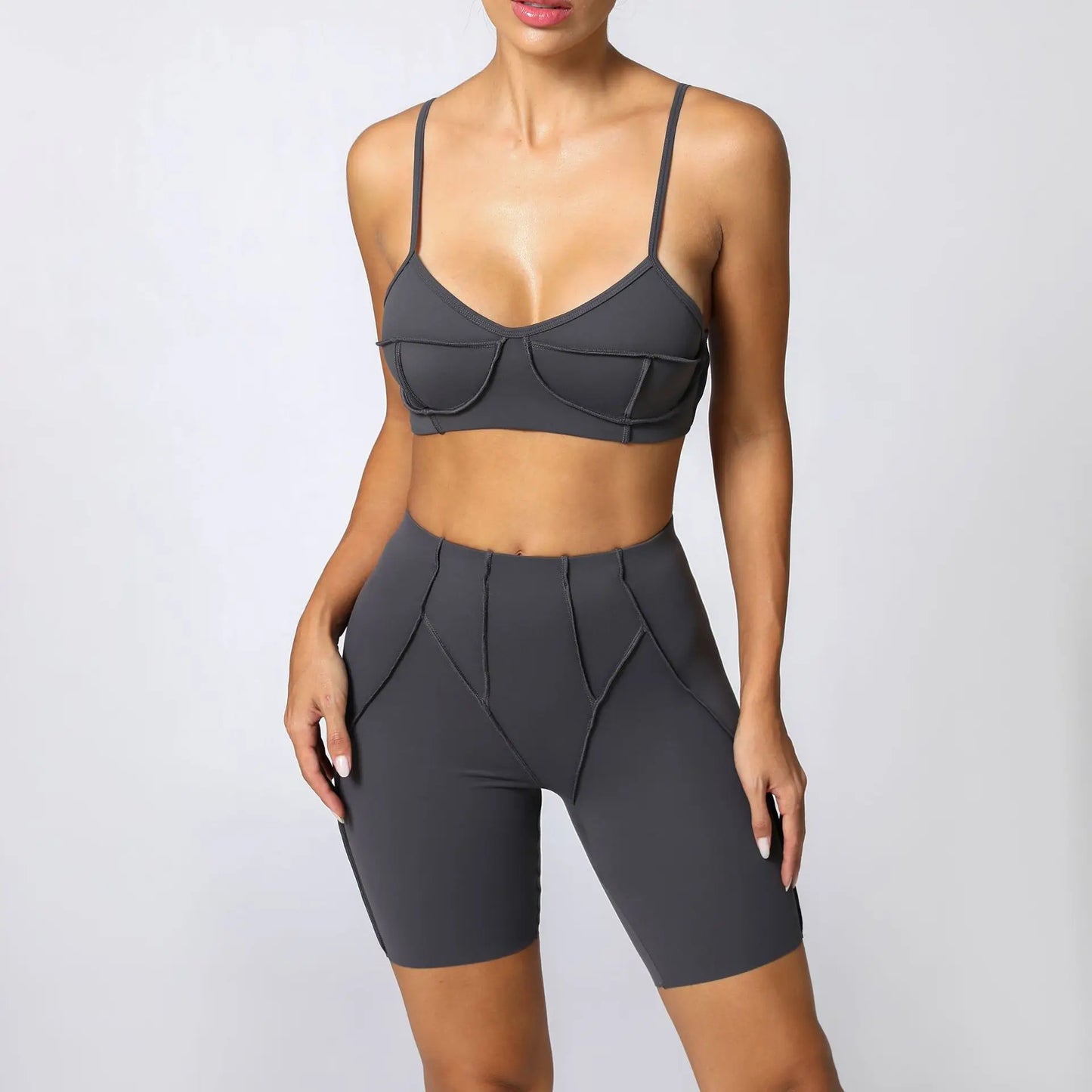 Women’s Seamless Yoga Set – High-Waist Leggings & Backless Sports Bra