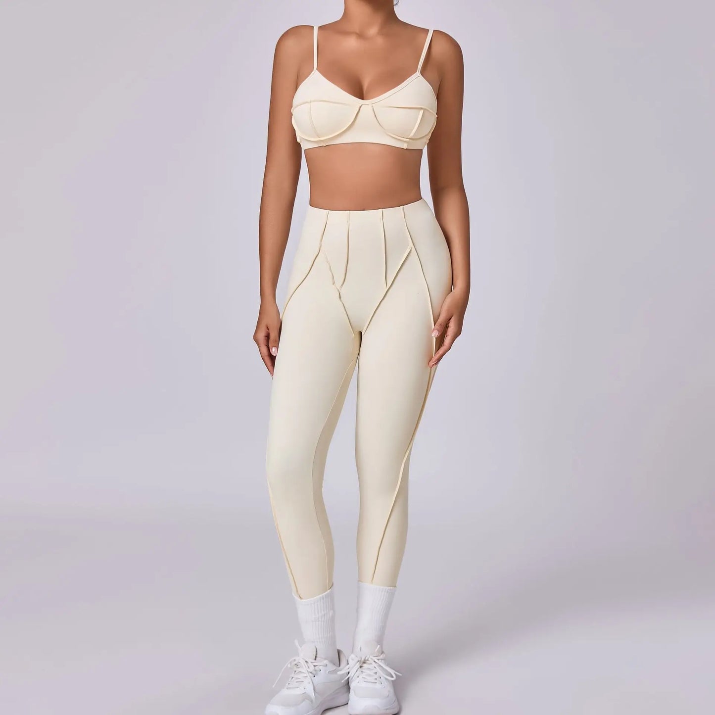 Women’s Seamless Yoga Set – High-Waist Leggings & Backless Sports Bra