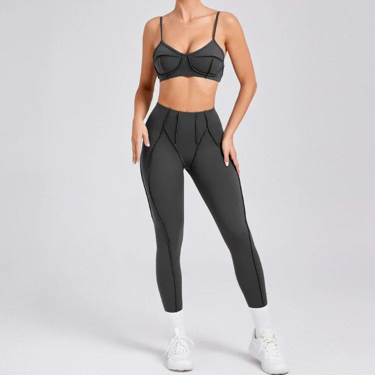 Women’s Seamless Yoga Set – High-Waist Leggings & Backless Sports Bra