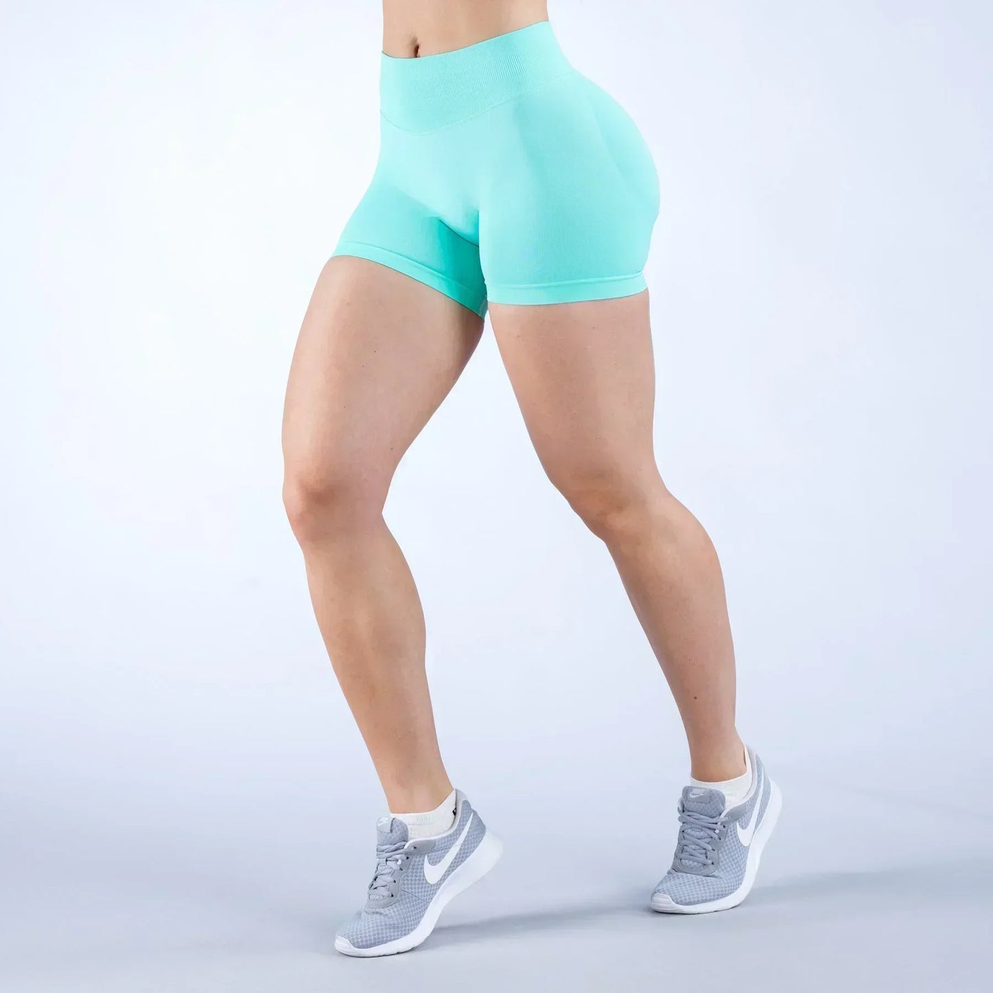 High-Waist Yoga Shorts – Solid Color Fitness & Running Leggings