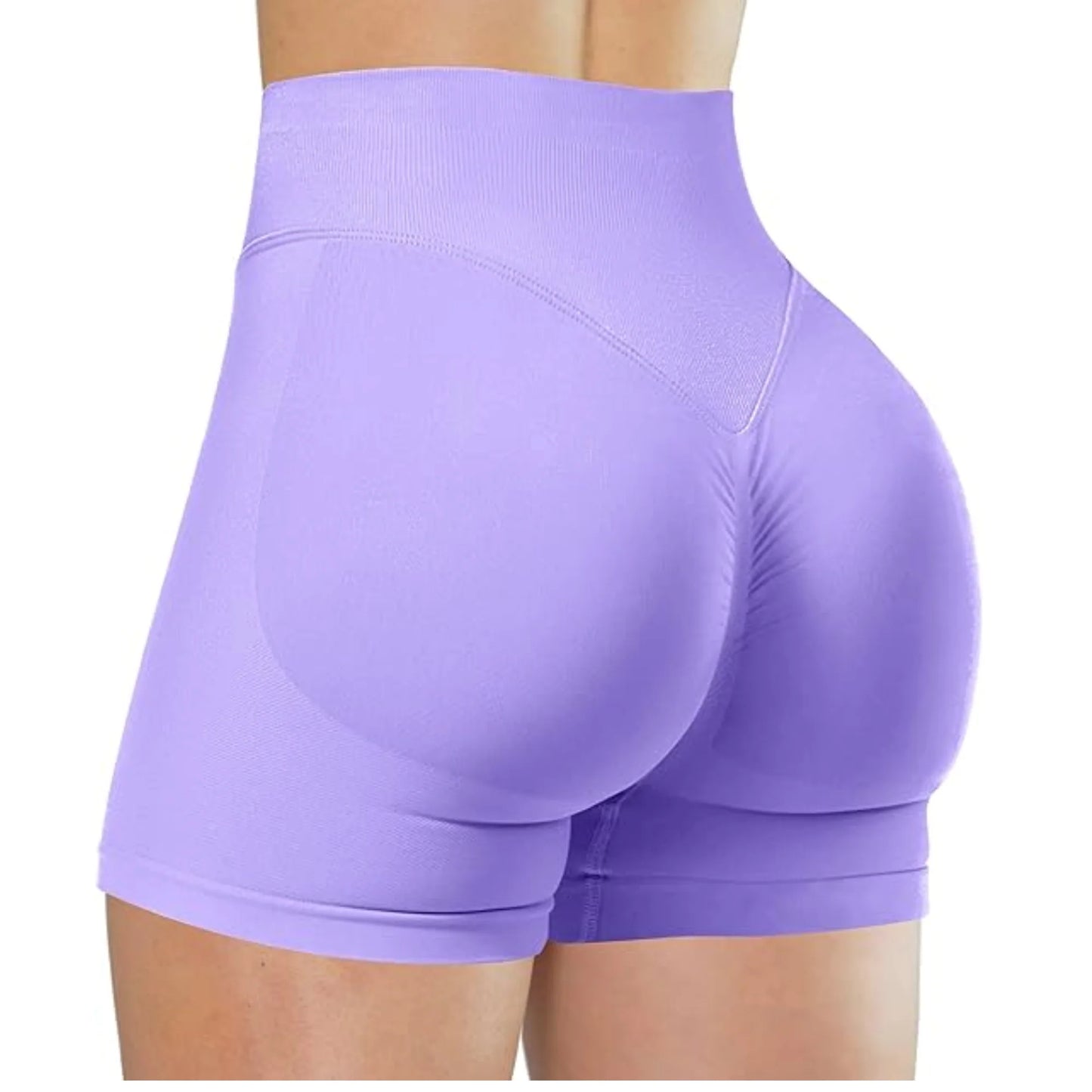 High-Waist Yoga Shorts – Solid Color Fitness & Running Leggings