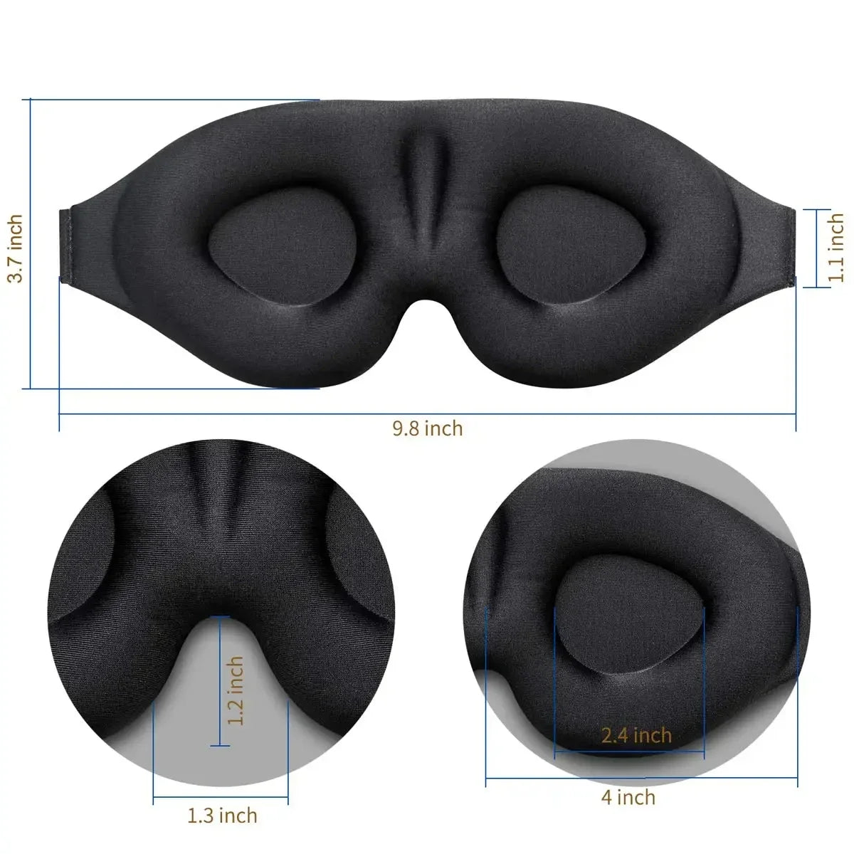 3D Contoured Eye Mask – Light-Blocking Sleep Blindfold for Men & Women