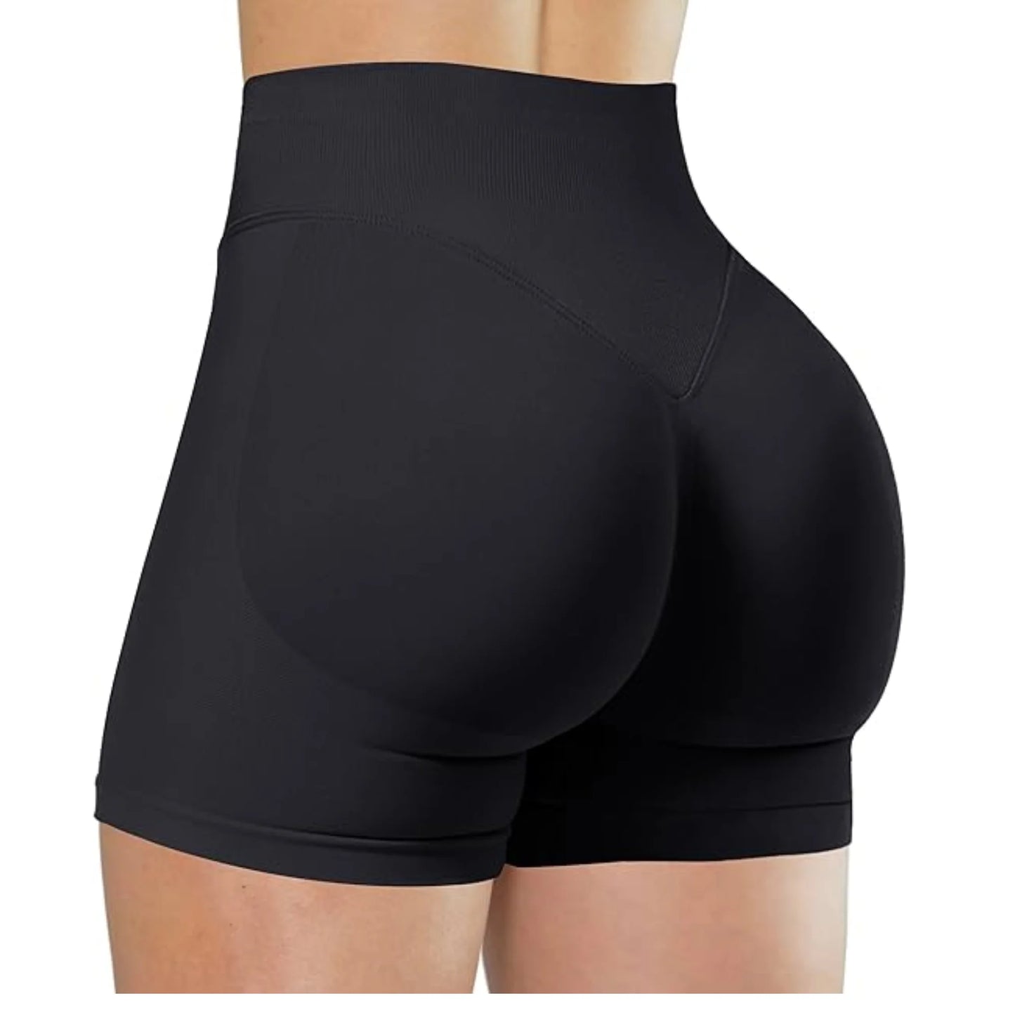 High-Waist Yoga Shorts – Solid Color Fitness & Running Leggings