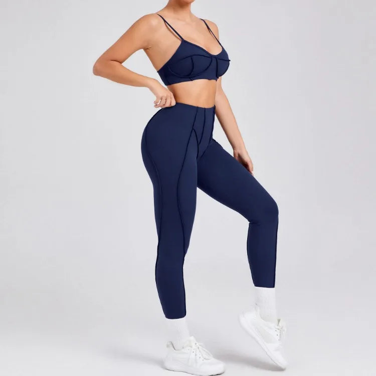 Women’s Seamless Yoga Set – High-Waist Leggings & Backless Sports Bra