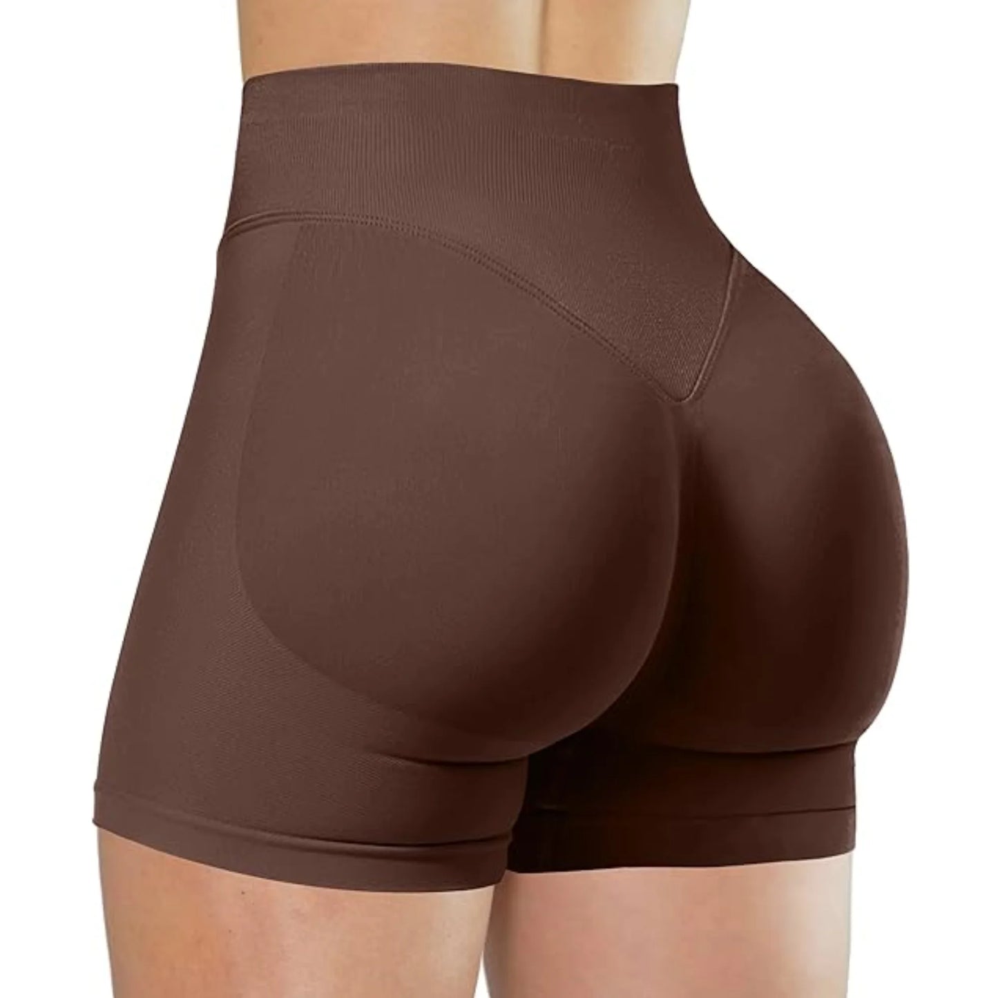 High-Waist Yoga Shorts – Solid Color Fitness & Running Leggings