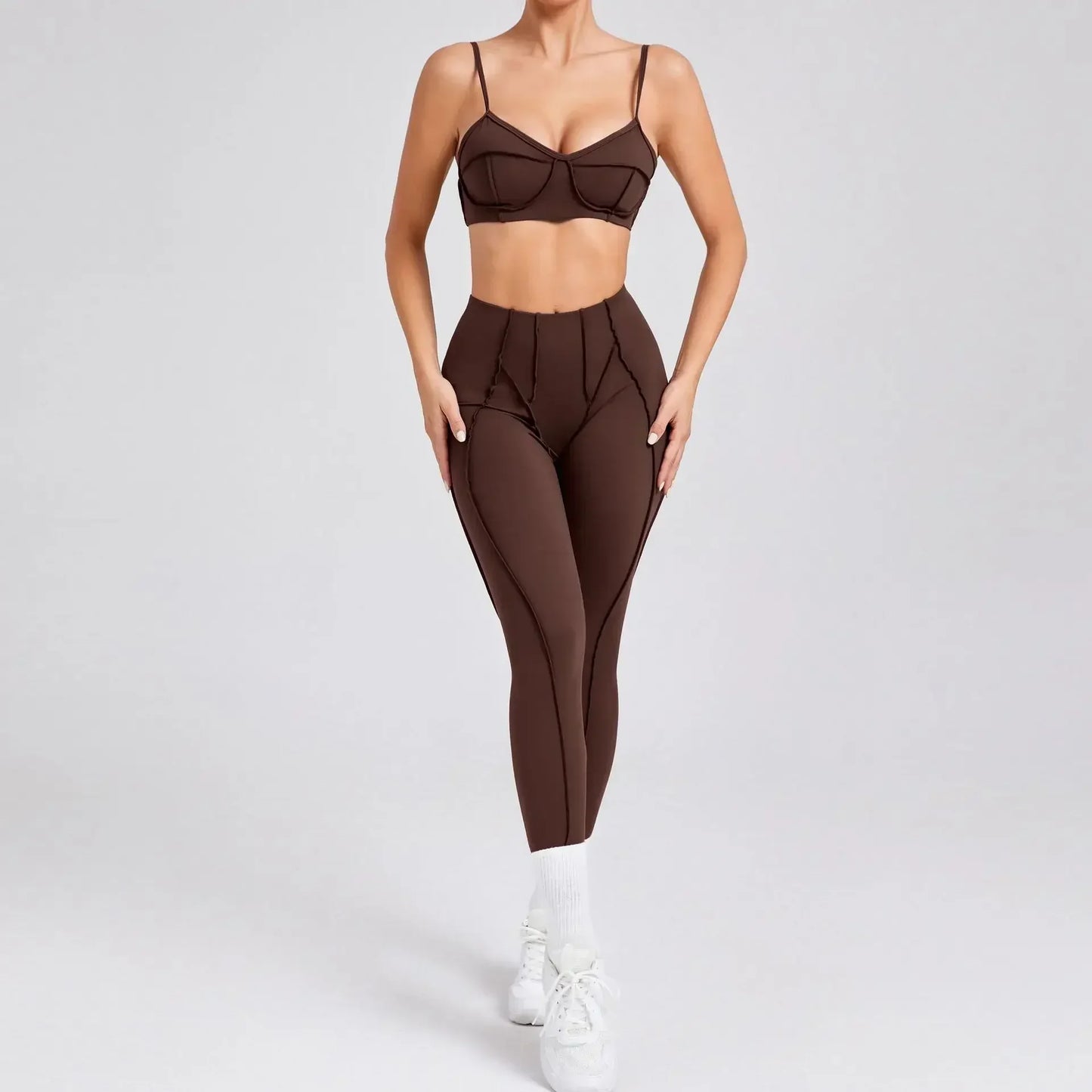 Women’s Seamless Yoga Set – High-Waist Leggings & Backless Sports Bra