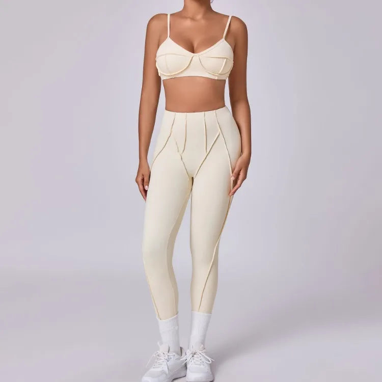 Women’s Seamless Yoga Set – High-Waist Leggings & Backless Sports Bra