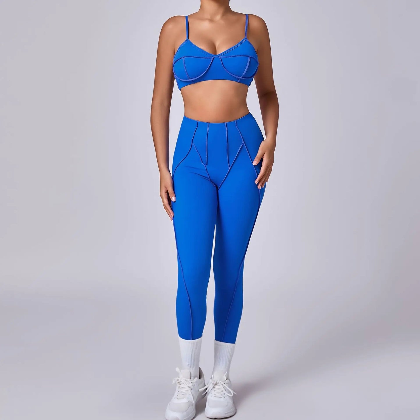 Women’s Seamless Yoga Set – High-Waist Leggings & Backless Sports Bra