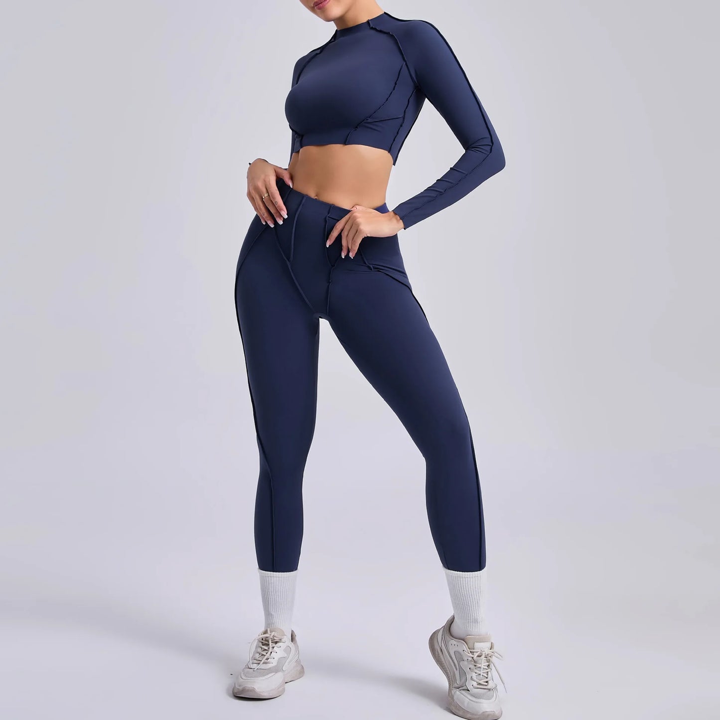 Women’s Seamless Yoga Set – High-Waist Leggings & Backless Sports Bra