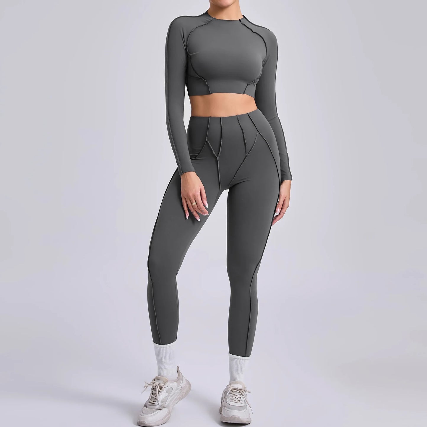 Women’s Seamless Yoga Set – High-Waist Leggings & Backless Sports Bra