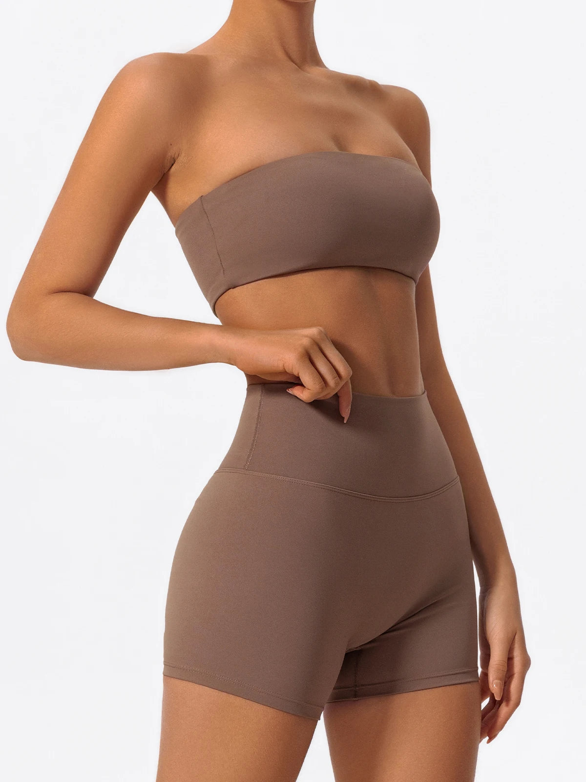 Ctenkevet Women’s Fitness Set – Strapless Sports Bra & Crop Top