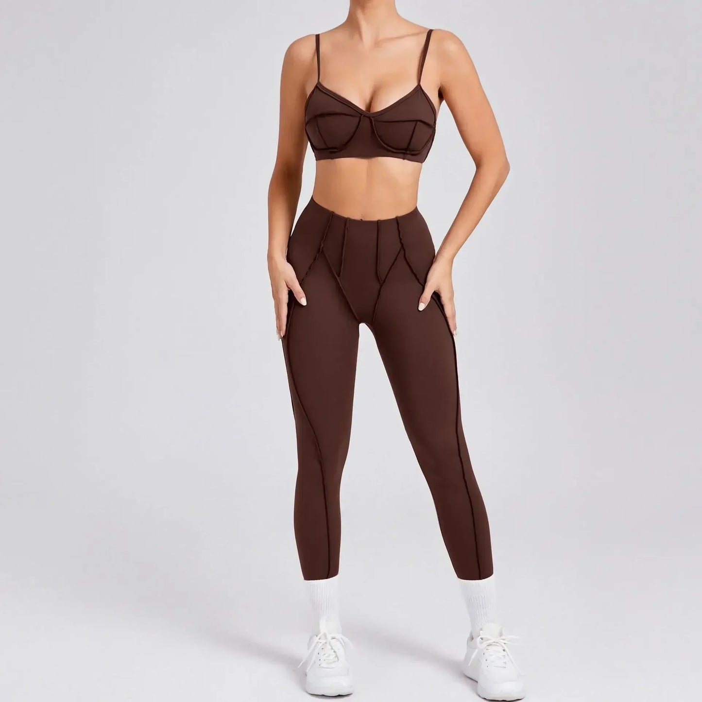 Women’s Seamless Yoga Set – High-Waist Leggings & Backless Sports Bra