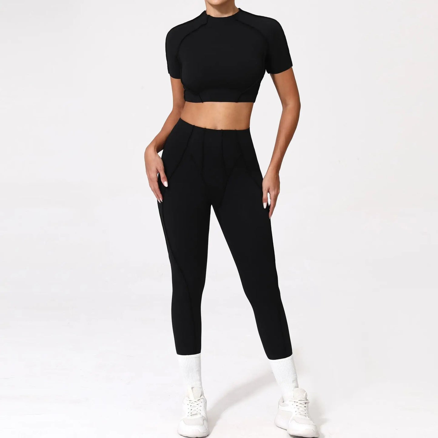 Women’s Seamless Yoga Set – High-Waist Leggings & Backless Sports Bra