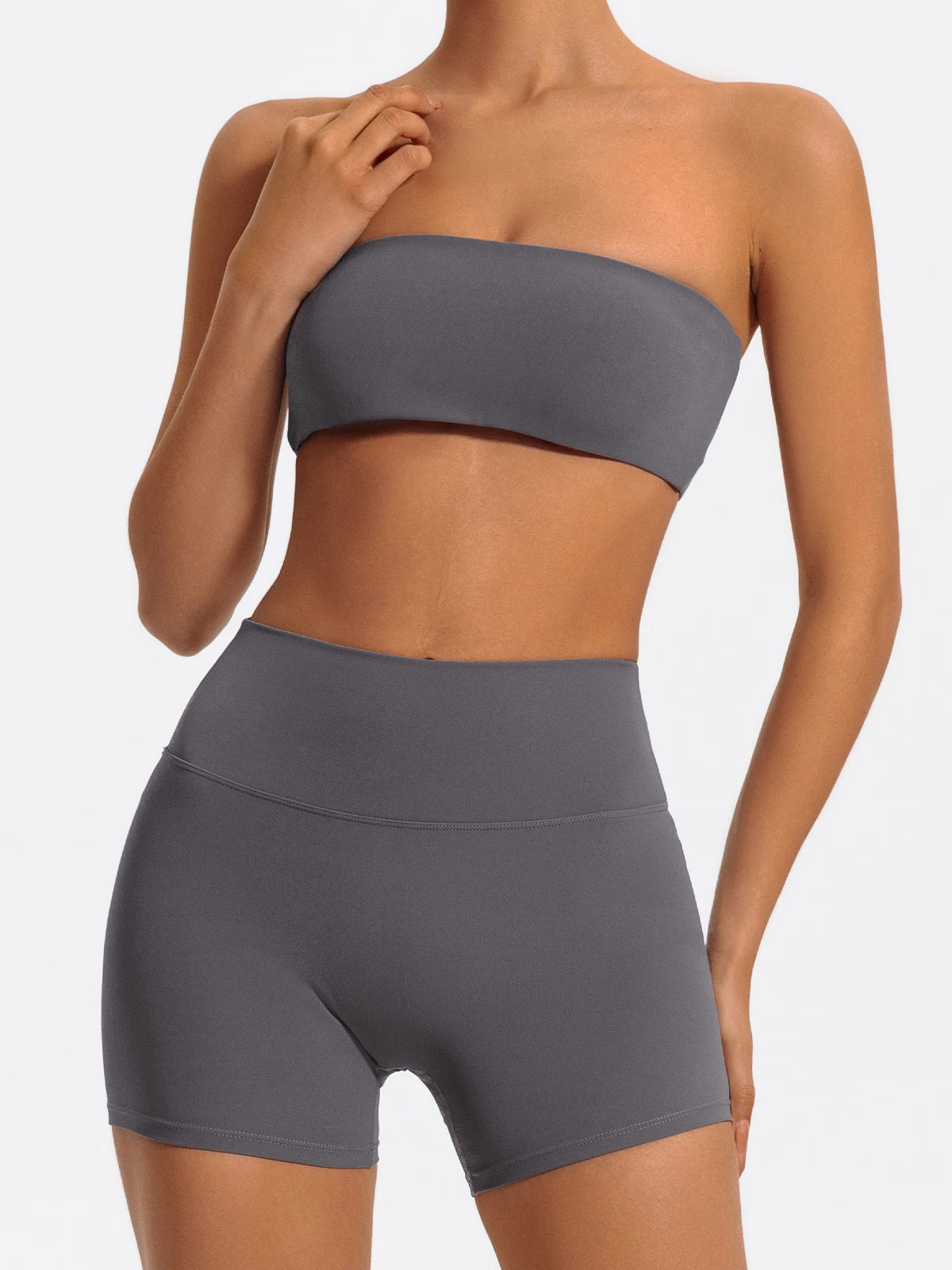 Ctenkevet Women’s Fitness Set – Strapless Sports Bra & Crop Top