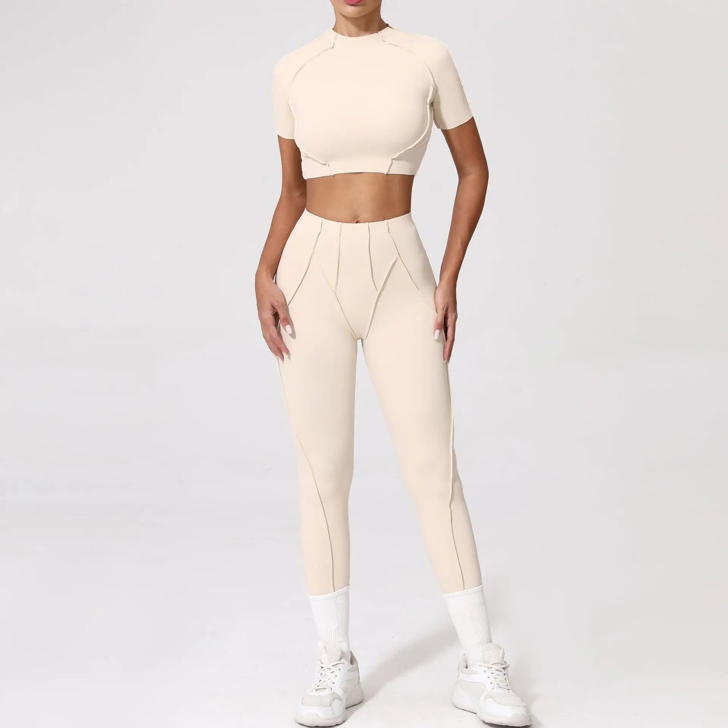 Women’s Seamless Yoga Set – High-Waist Leggings & Backless Sports Bra
