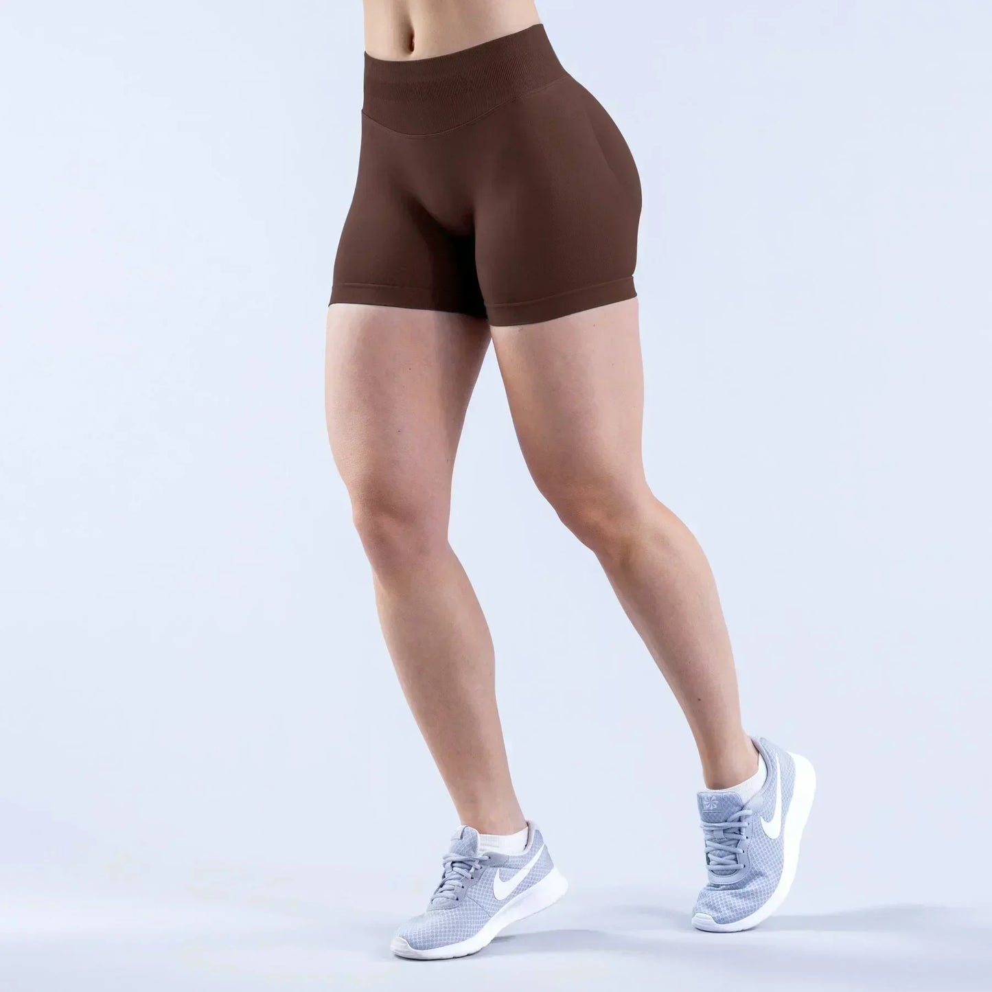 High-Waist Yoga Shorts – Solid Color Fitness & Running Leggings