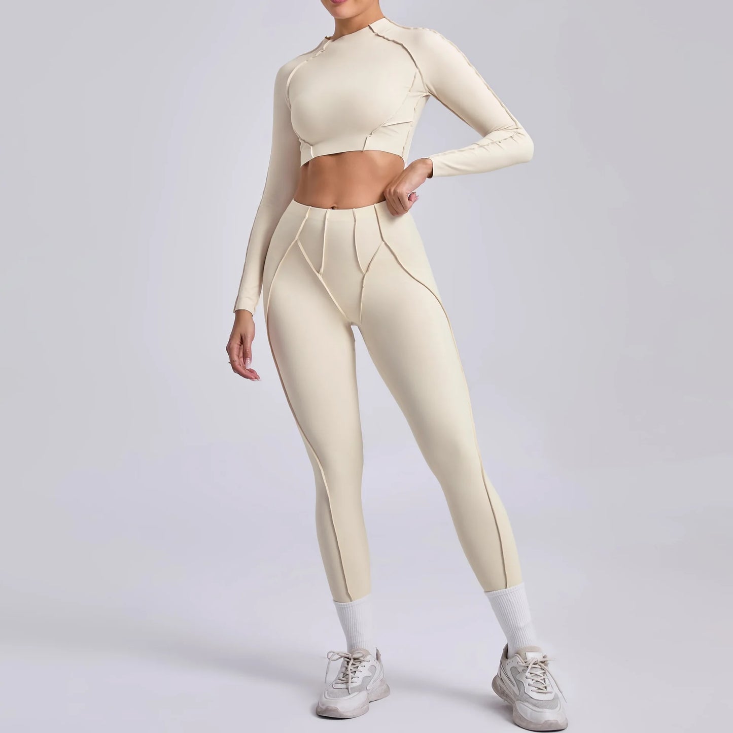 Women’s Seamless Yoga Set – High-Waist Leggings & Backless Sports Bra