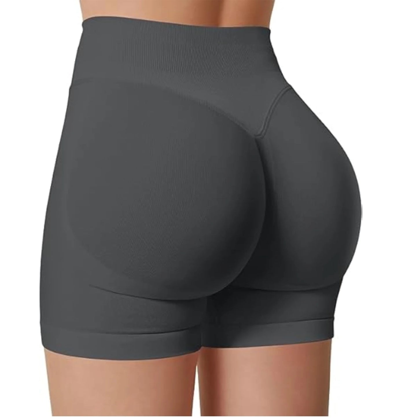High-Waist Yoga Shorts – Solid Color Fitness & Running Leggings