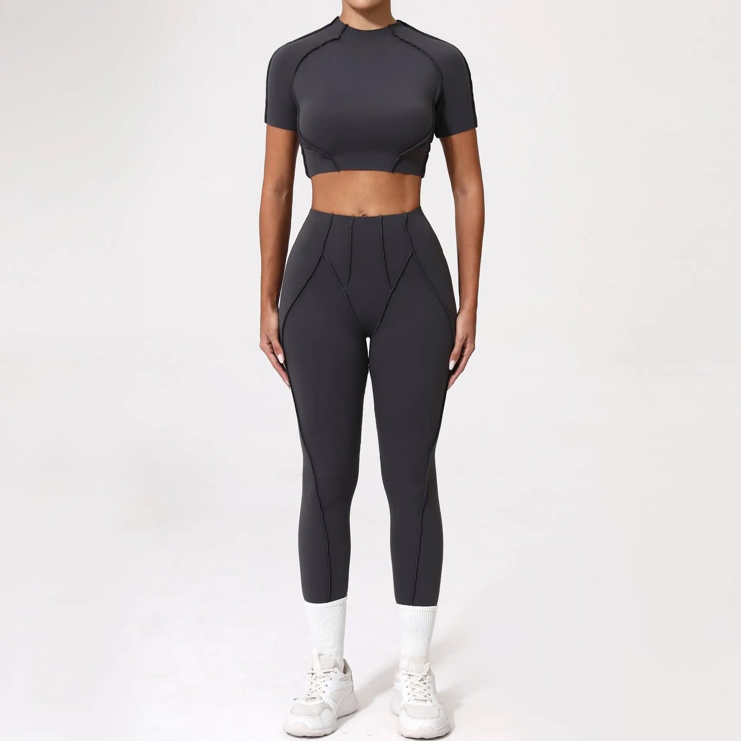 Women’s Seamless Yoga Set – High-Waist Leggings & Backless Sports Bra