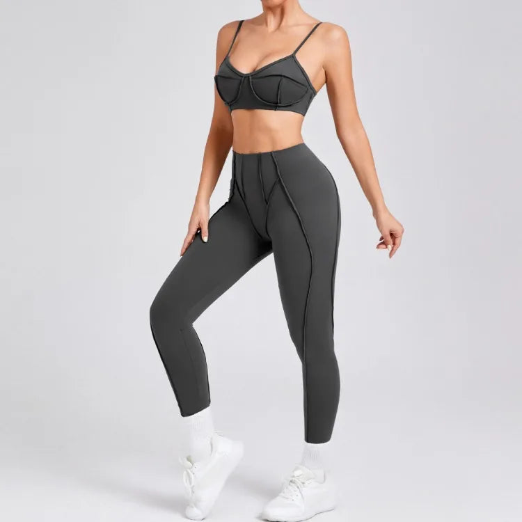 Women’s Seamless Yoga Set – High-Waist Leggings & Backless Sports Bra