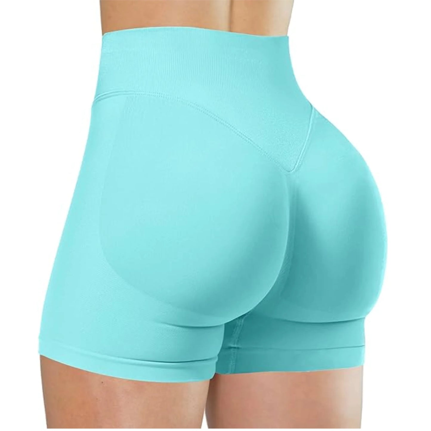 High-Waist Yoga Shorts – Solid Color Fitness & Running Leggings