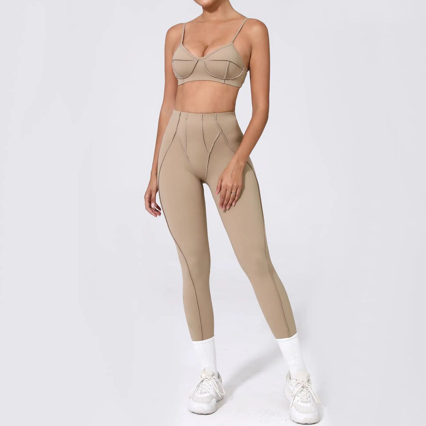 Women’s Seamless Yoga Set – High-Waist Leggings & Backless Sports Bra