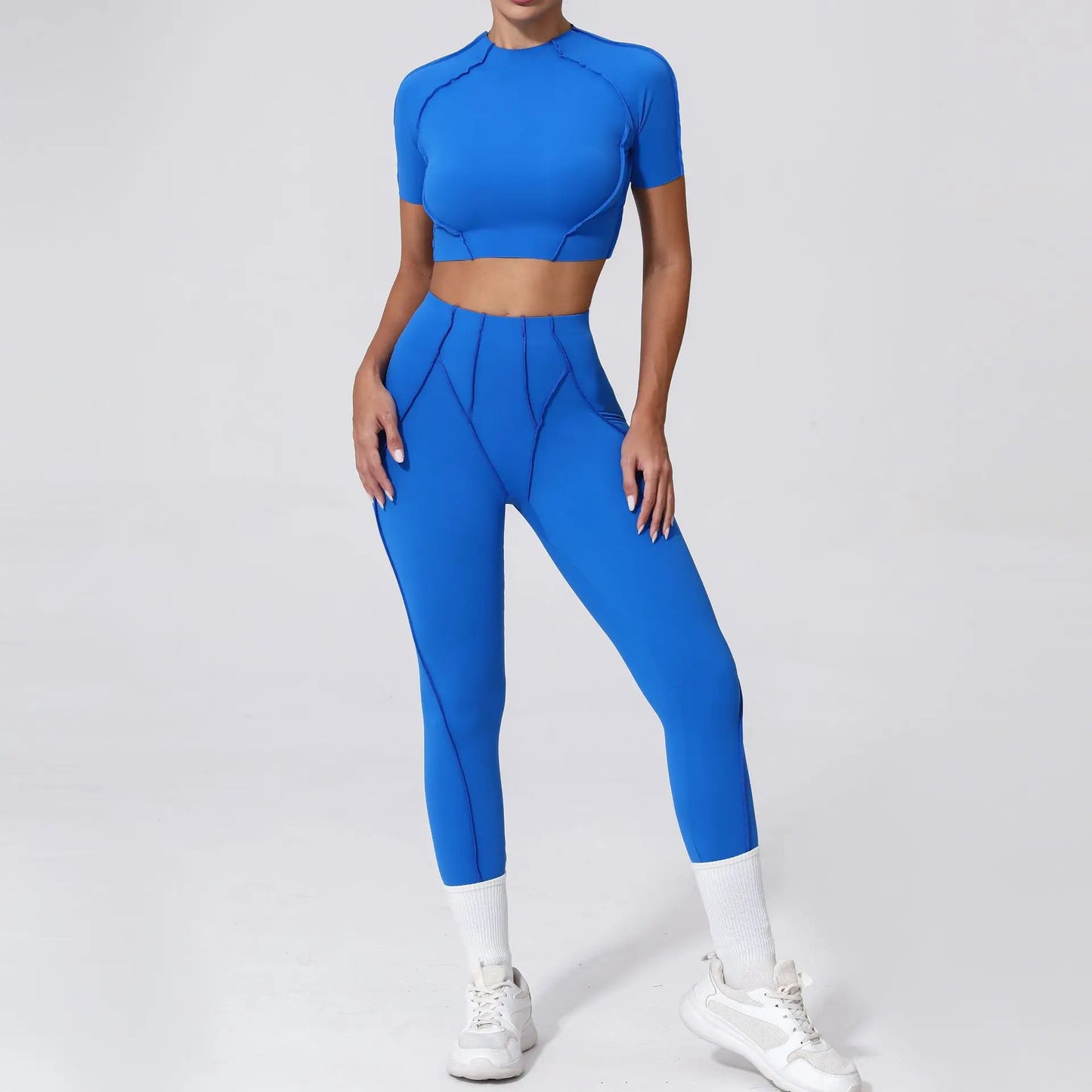 Women’s Seamless Yoga Set – High-Waist Leggings & Backless Sports Bra