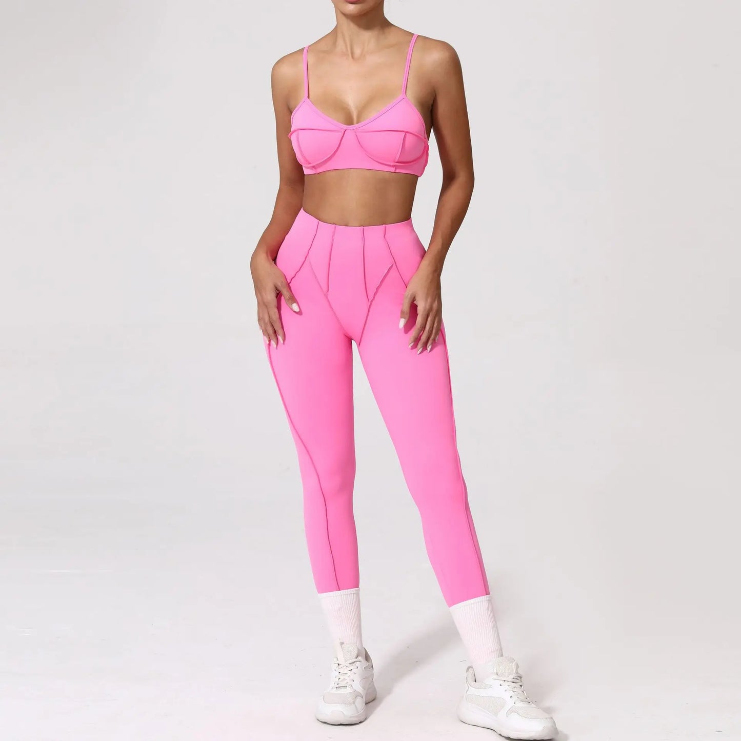 Women’s Seamless Yoga Set – High-Waist Leggings & Backless Sports Bra