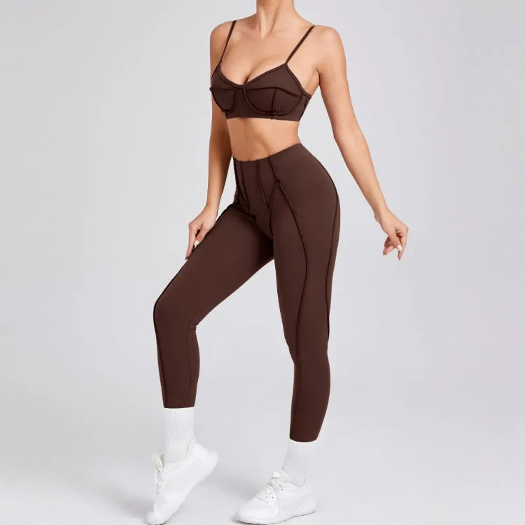 Women’s Seamless Yoga Set – High-Waist Leggings & Backless Sports Bra