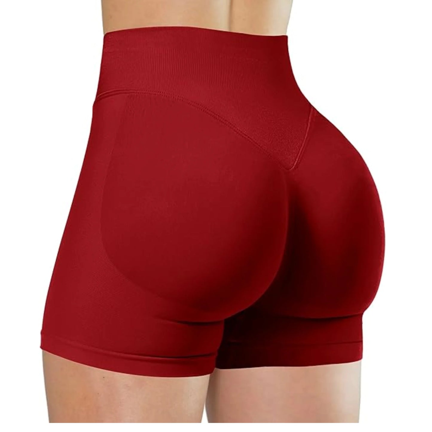 High-Waist Yoga Shorts – Solid Color Fitness & Running Leggings