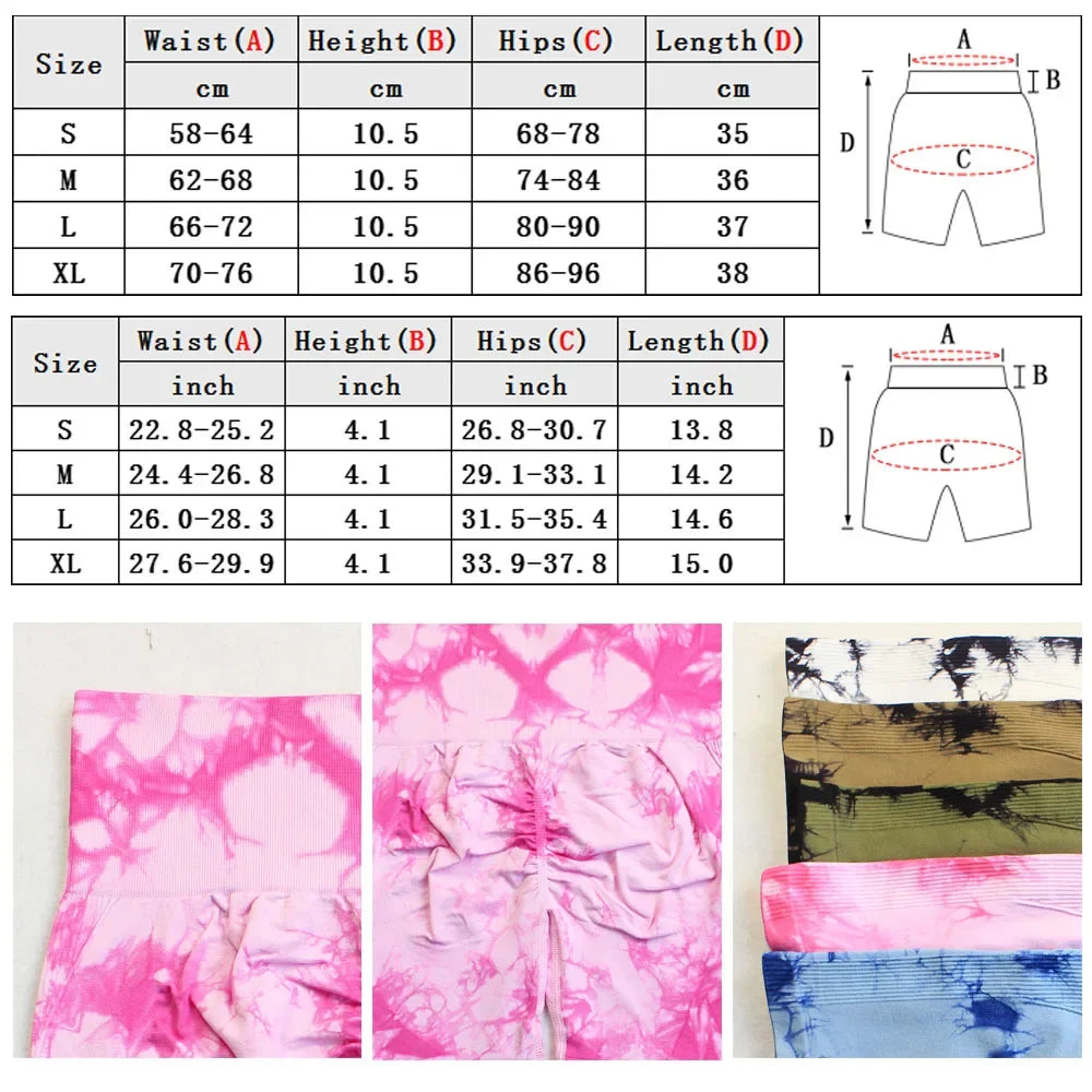 Women’s High-Waist Tie-Dye Yoga Shorts – Seamless Workout & Cycling Shorts