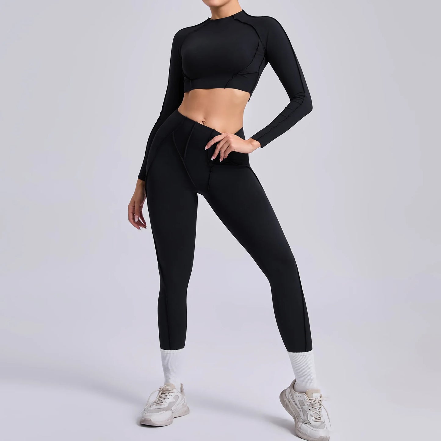 Women’s Seamless Yoga Set – High-Waist Leggings & Backless Sports Bra