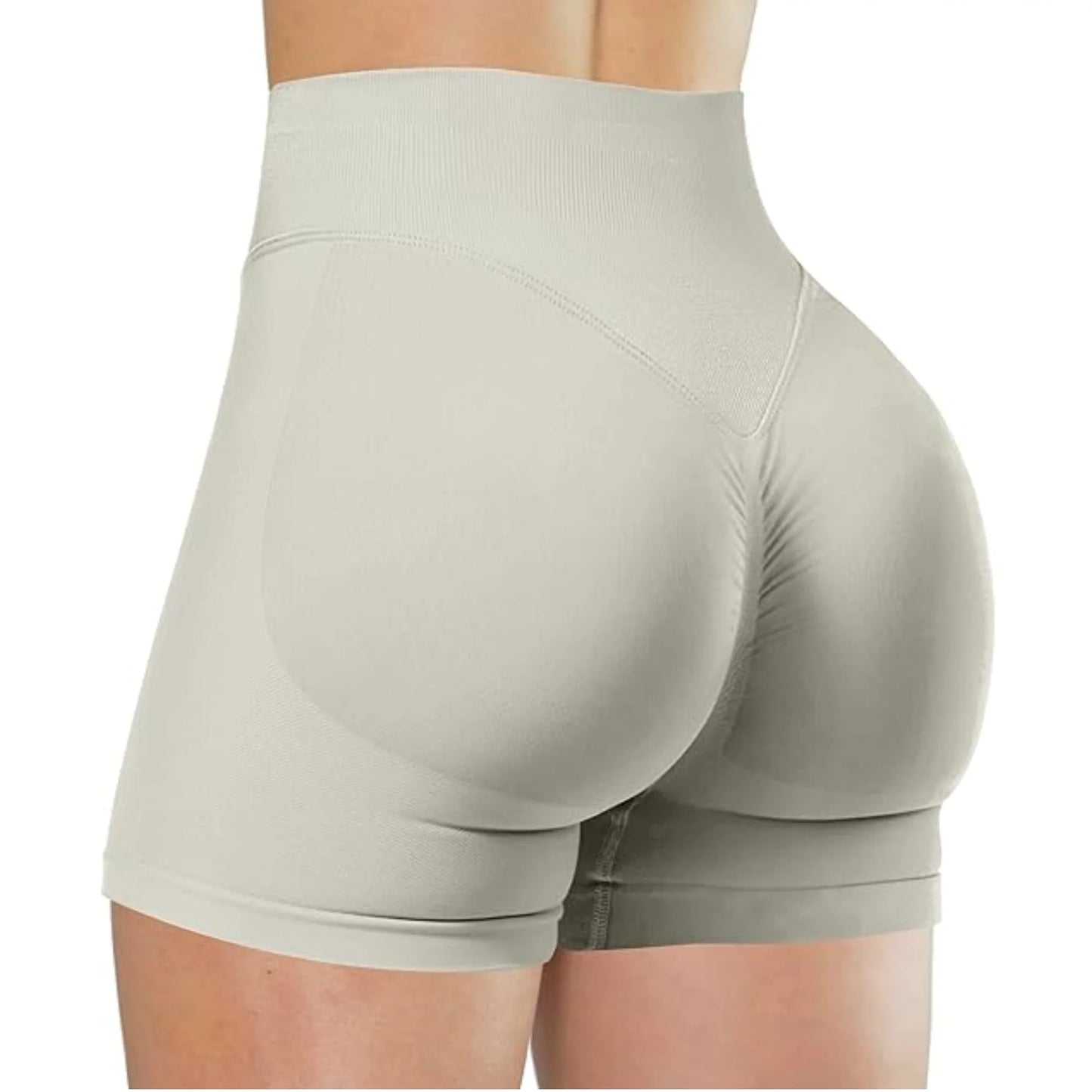 High-Waist Yoga Shorts – Solid Color Fitness & Running Leggings