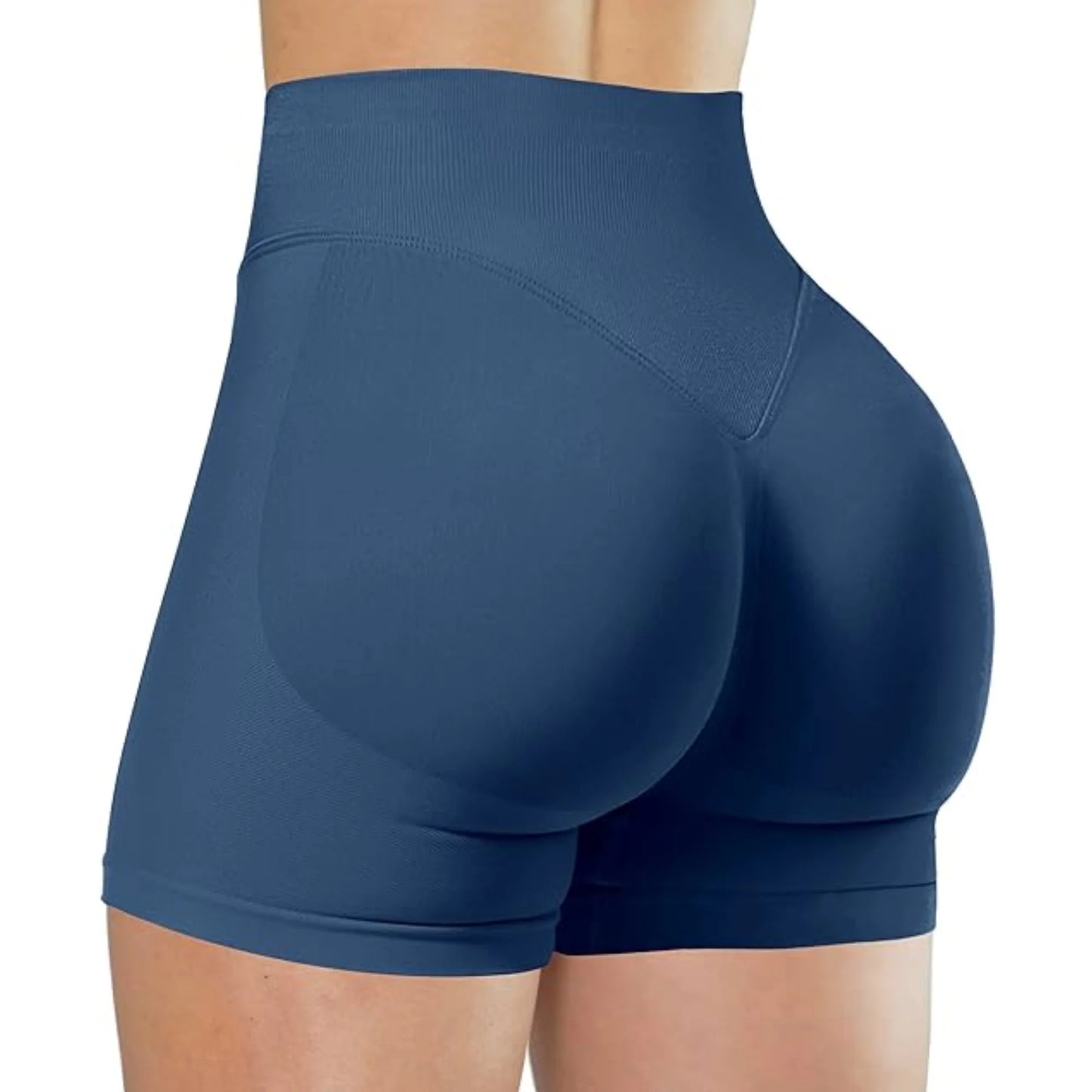 High-Waist Yoga Shorts – Solid Color Fitness & Running Leggings