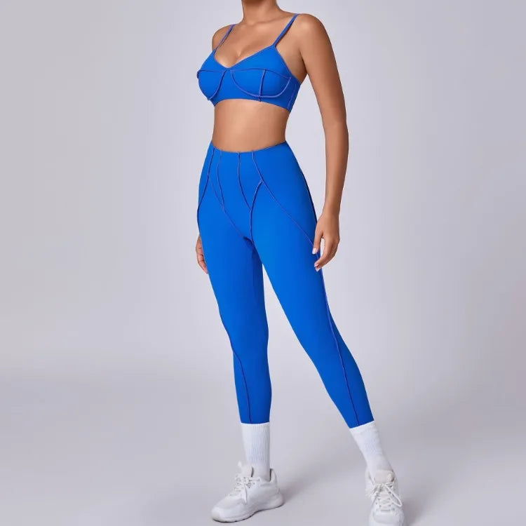 Women’s Seamless Yoga Set – High-Waist Leggings & Backless Sports Bra