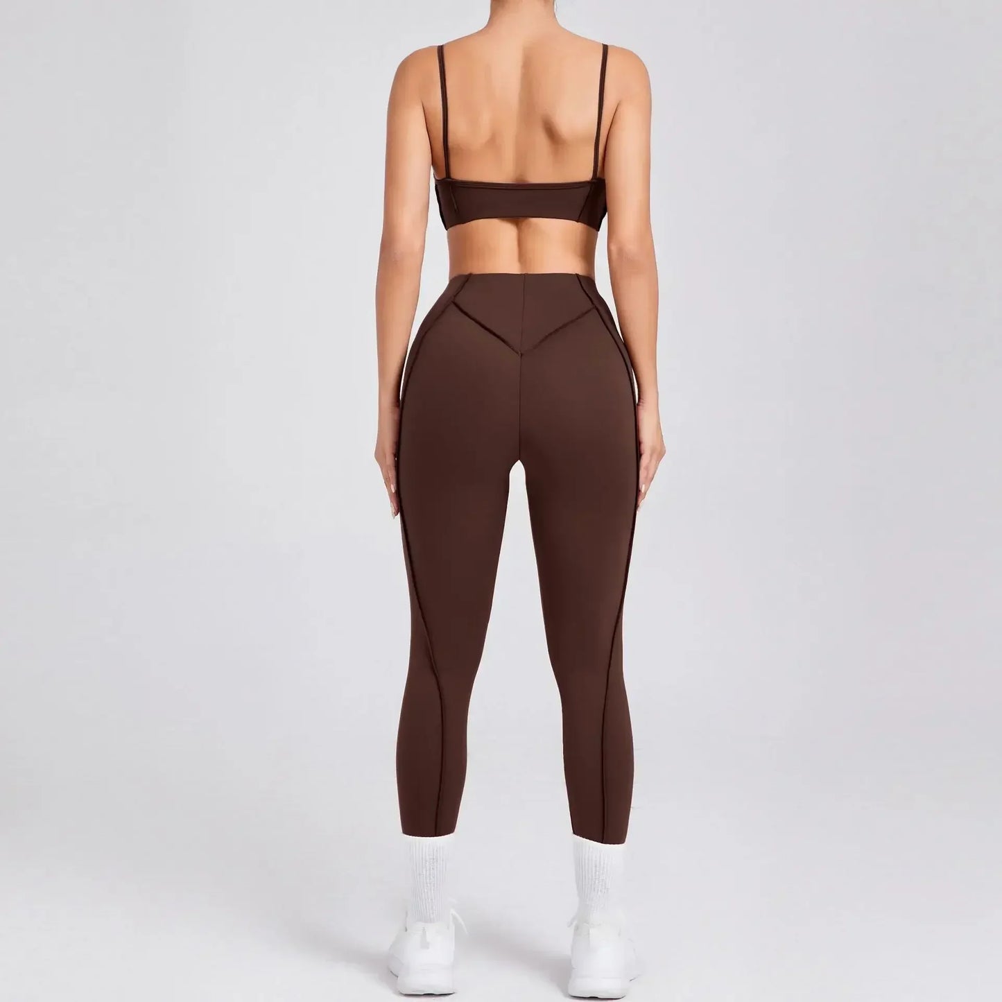 Women’s Seamless Yoga Set – High-Waist Leggings & Backless Sports Bra