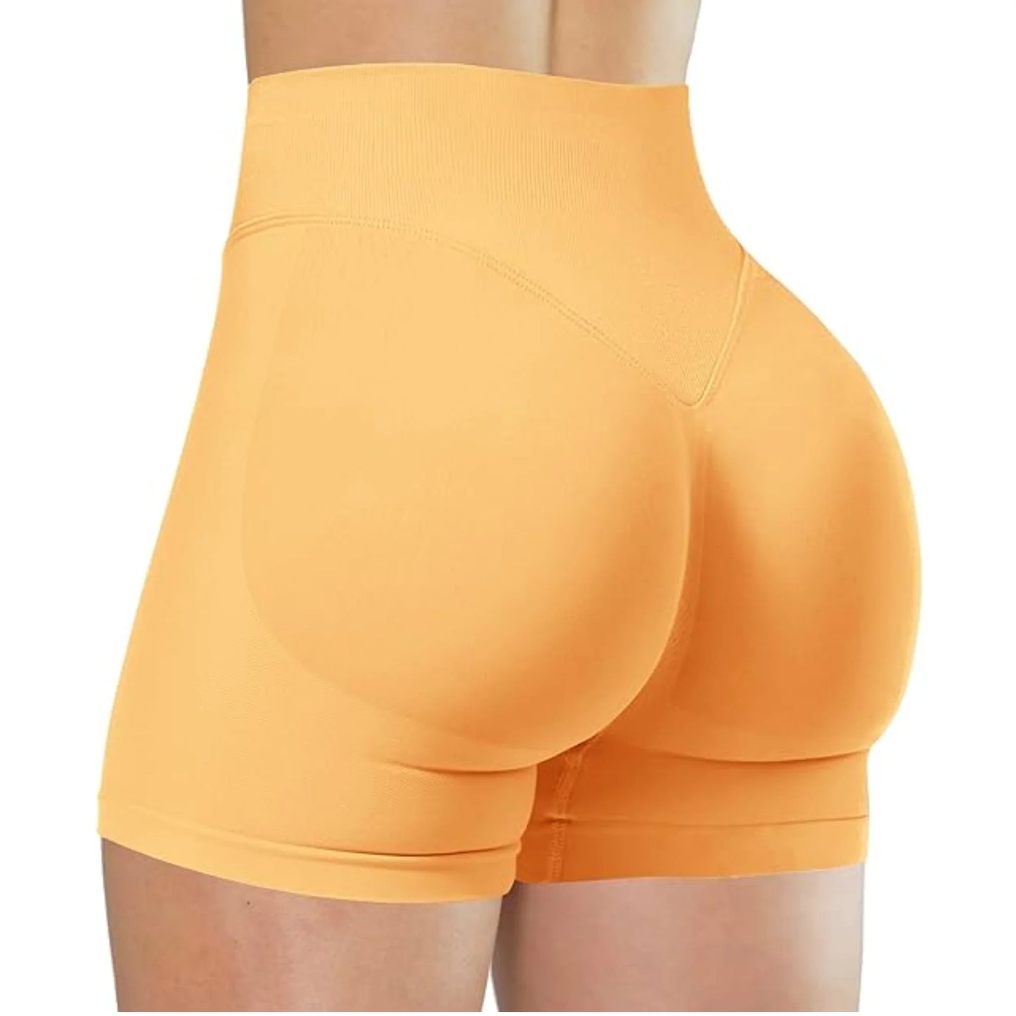 High-Waist Yoga Shorts – Solid Color Fitness & Running Leggings