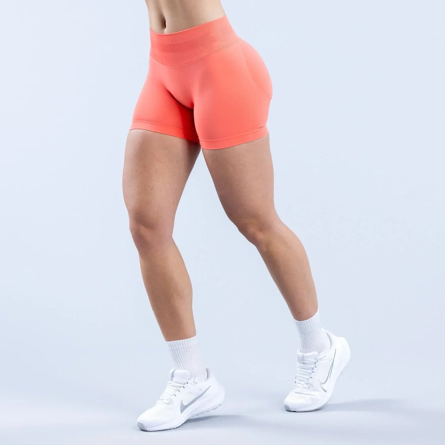 High-Waist Yoga Shorts – Solid Color Fitness & Running Leggings