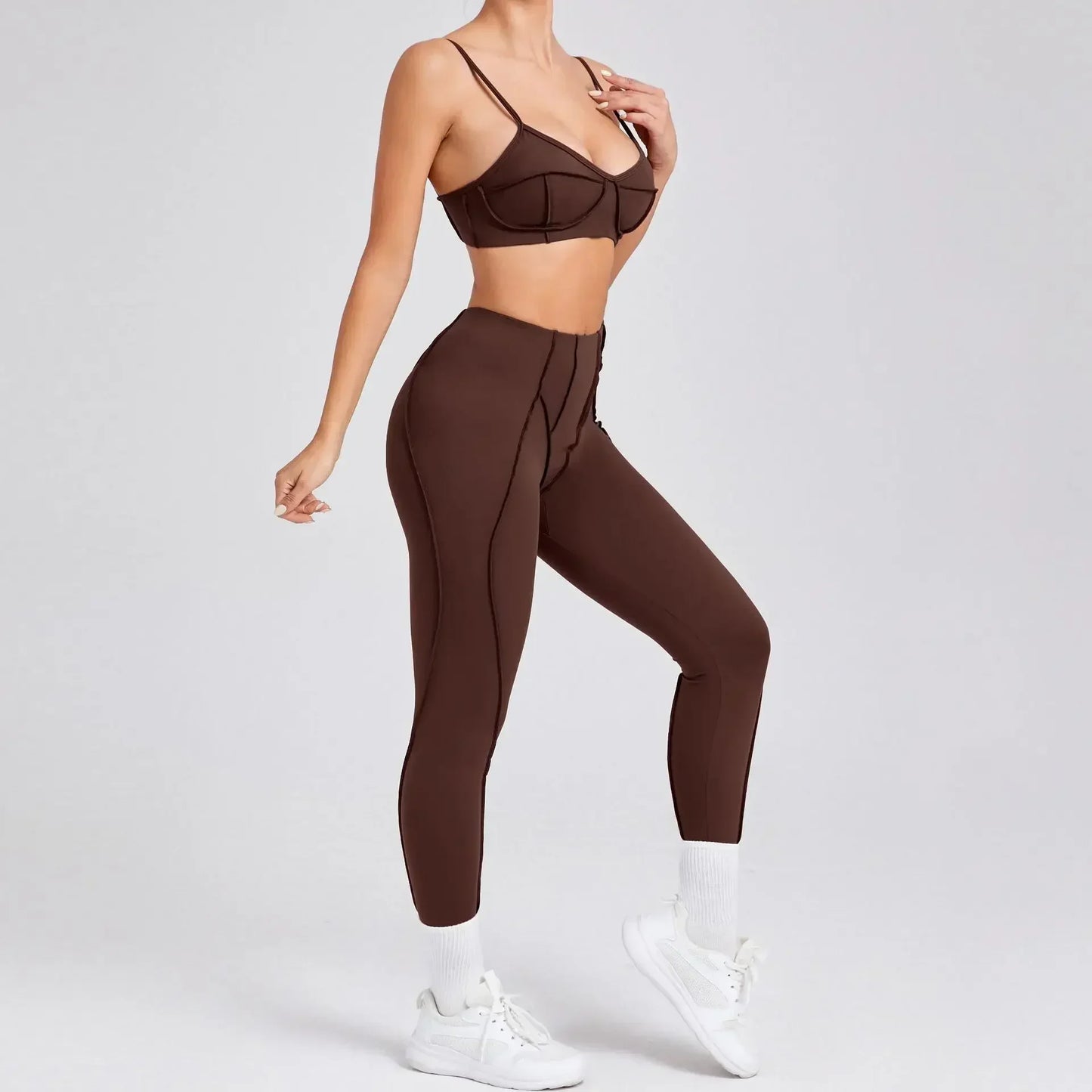 Women’s Seamless Yoga Set – High-Waist Leggings & Backless Sports Bra