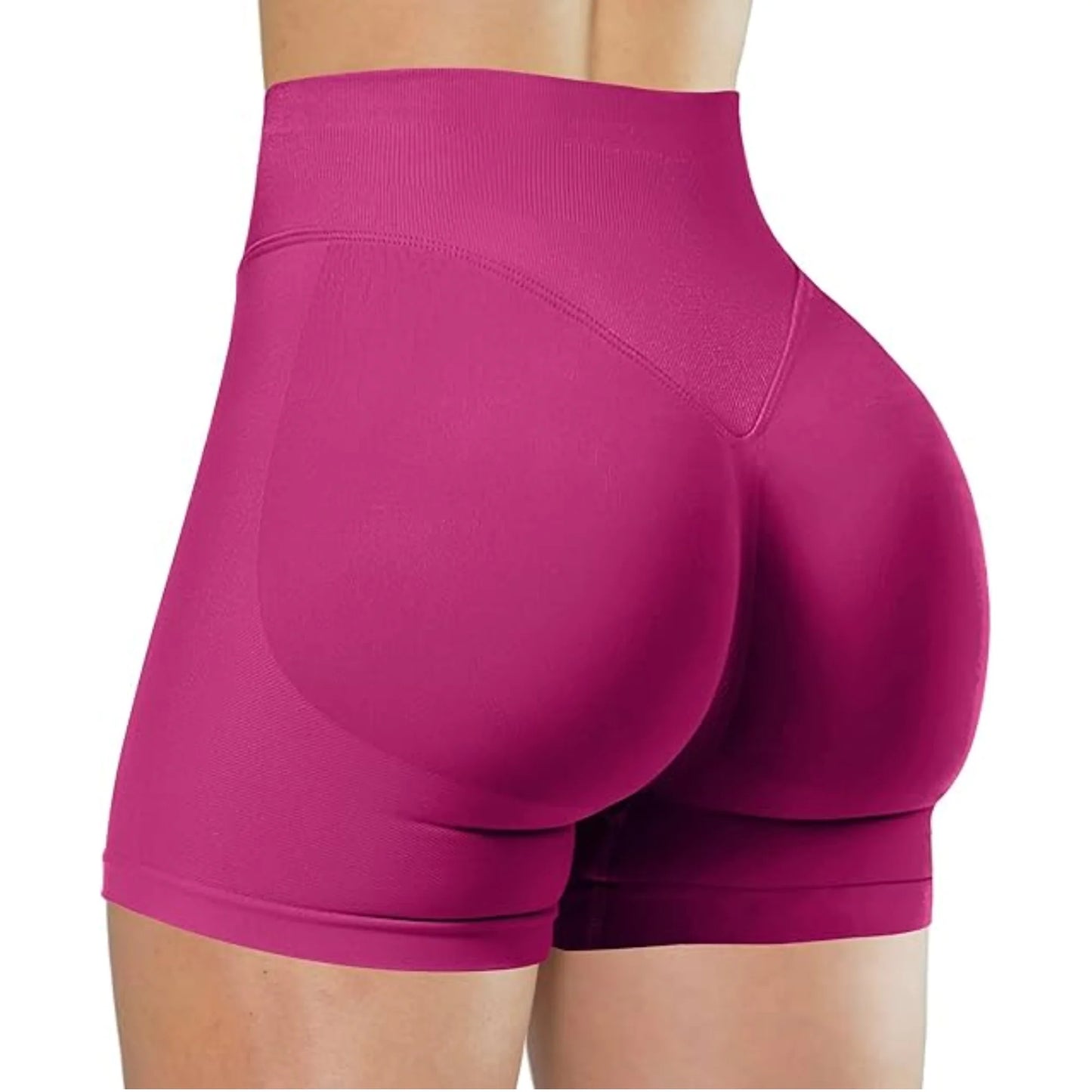 High-Waist Yoga Shorts – Solid Color Fitness & Running Leggings