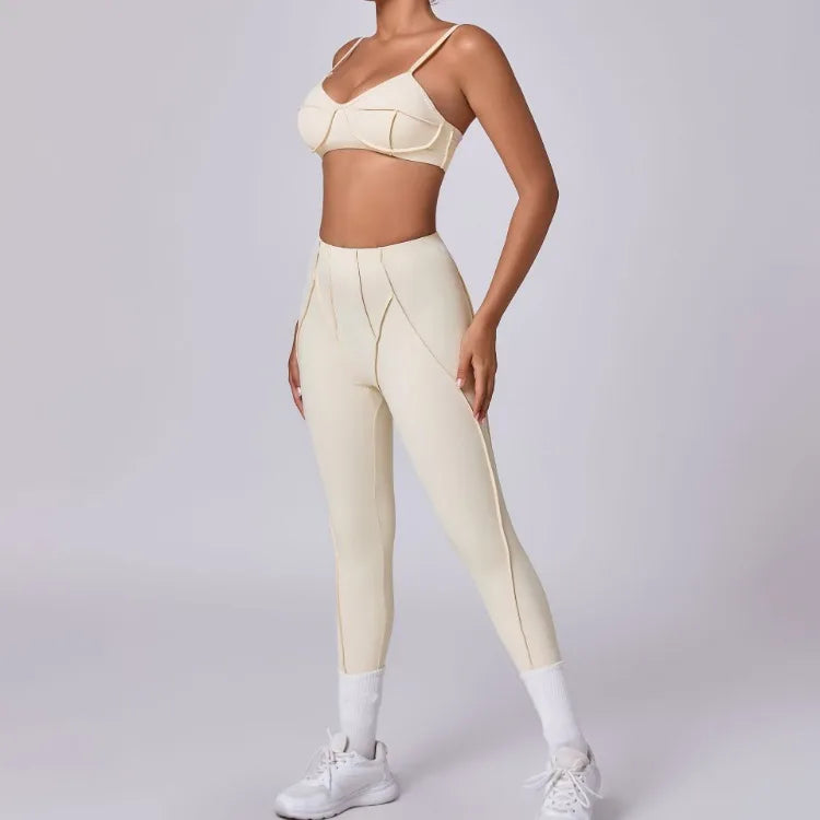 Women’s Seamless Yoga Set – High-Waist Leggings & Backless Sports Bra