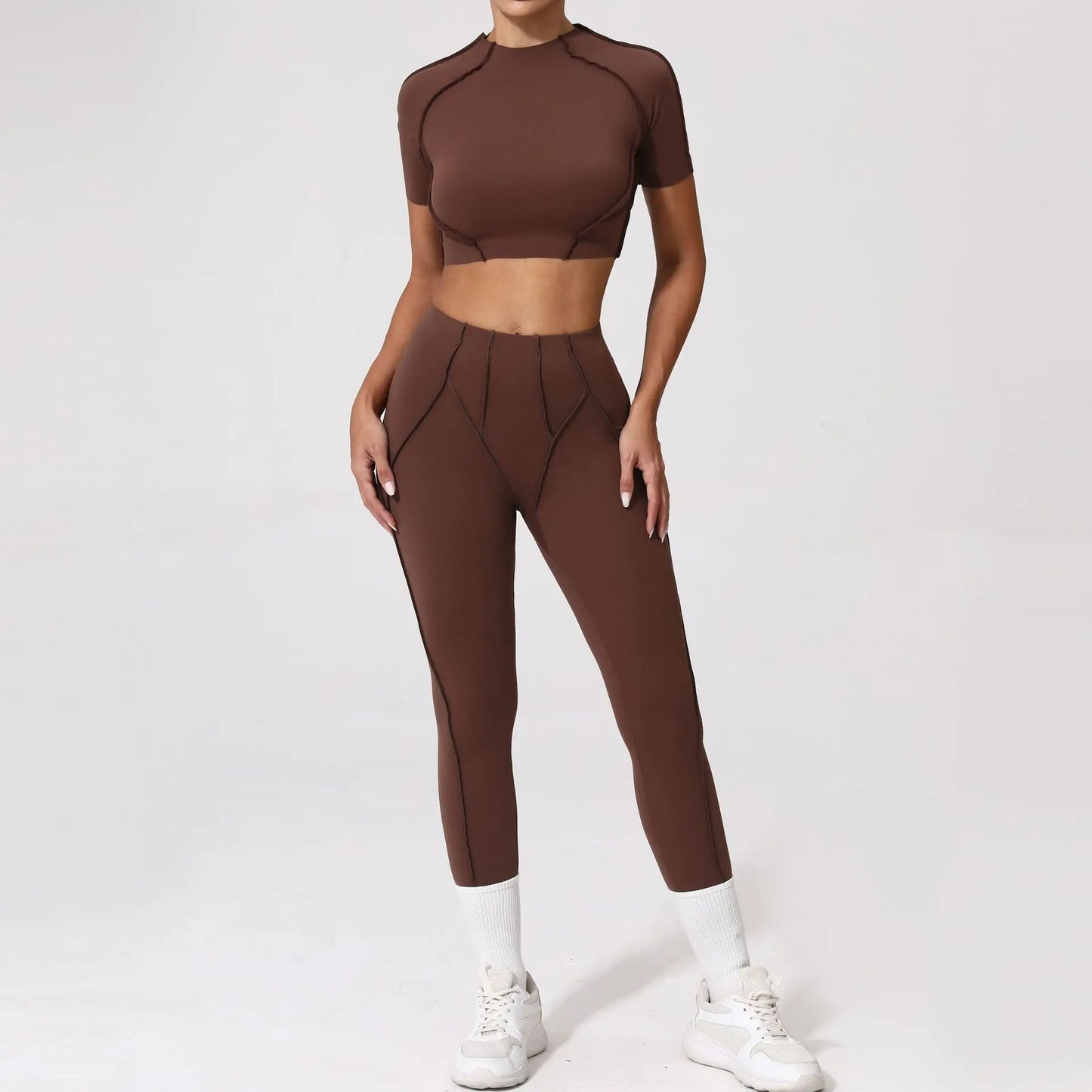 Women’s Seamless Yoga Set – High-Waist Leggings & Backless Sports Bra