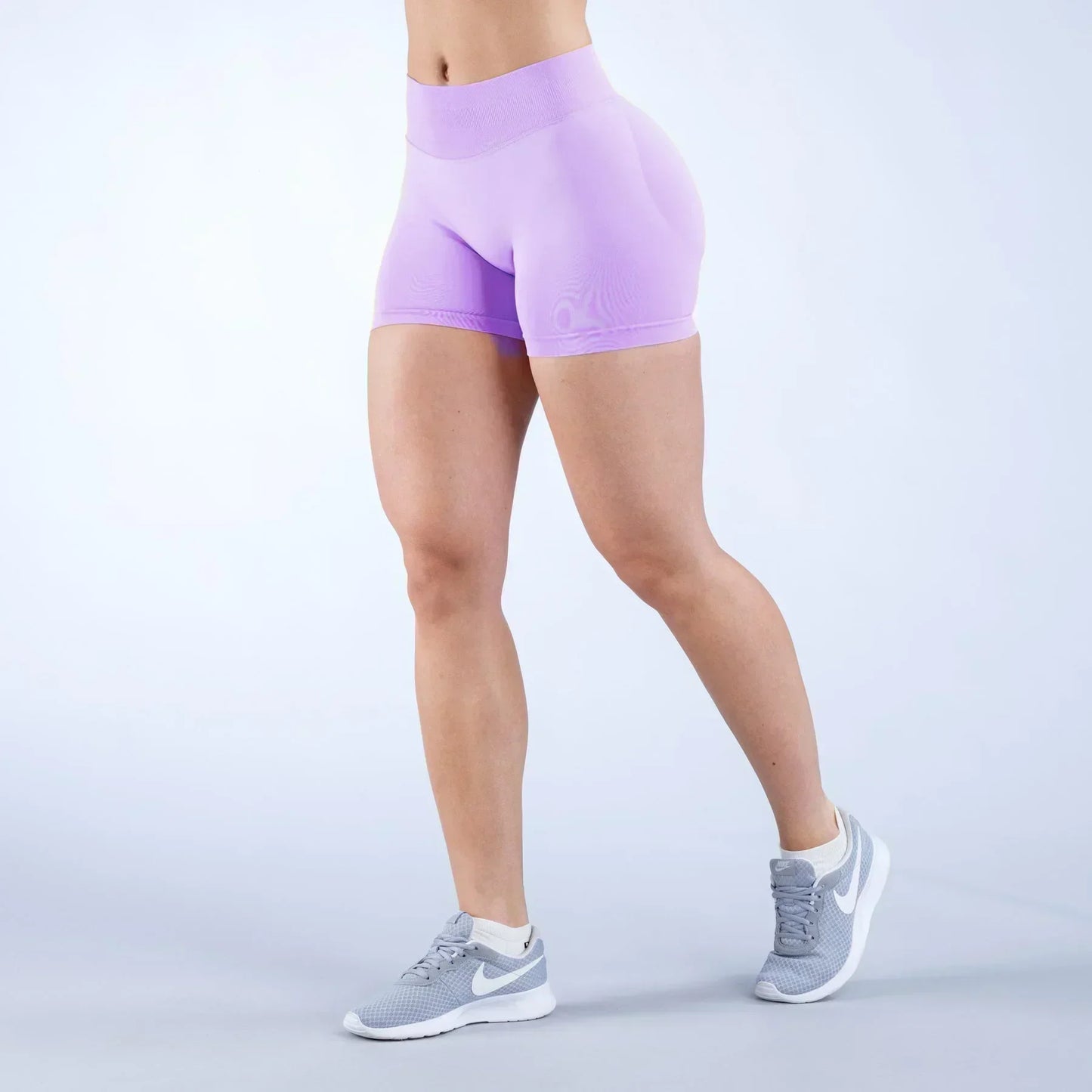 High-Waist Yoga Shorts – Solid Color Fitness & Running Leggings
