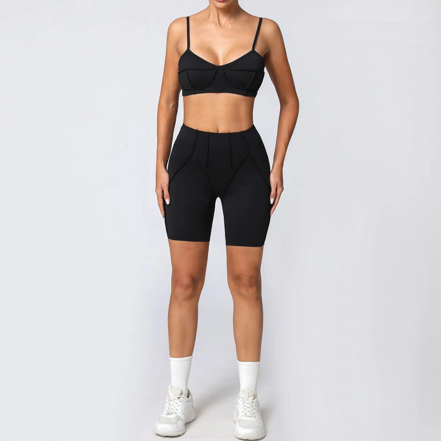 Women’s Seamless Yoga Set – High-Waist Leggings & Backless Sports Bra