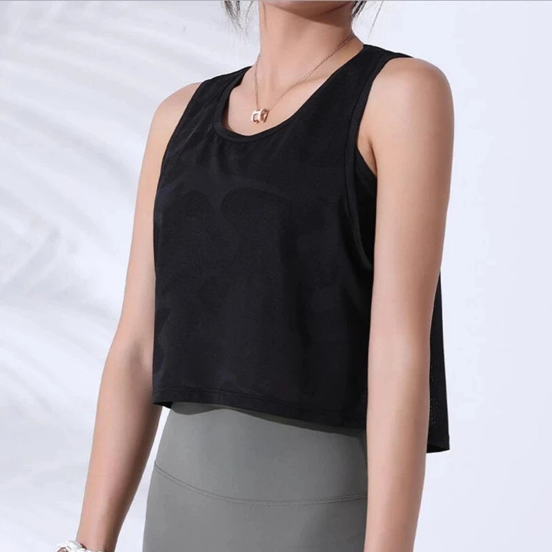 Women’s Camouflage Mesh Vest – Breathable Crop Tank for Fitness